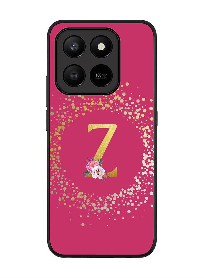 For Honor X7d 4G / X7d 5G / 400 Smart Case,Slim fit Camera Protection, Shockproof Thin Phone cover  - Custom Monogram Floral - Z ( Deep Pink )